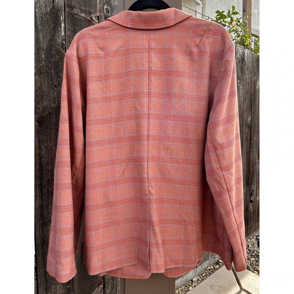 J.Jill Plaid Blazer Women's 2X Auburn Stretch Single Button Plaid Jacket NWT